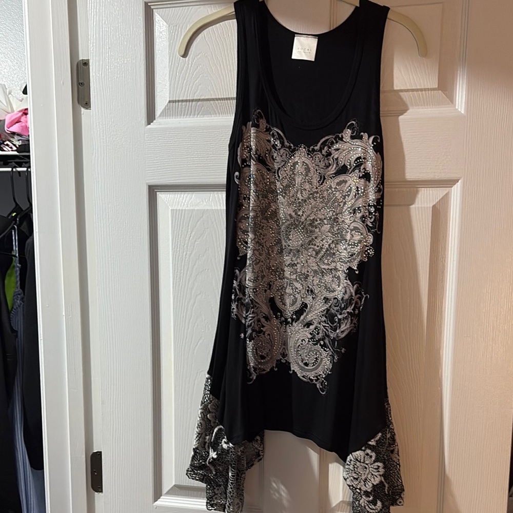Vocal Black and White Asymmetrical Sundress